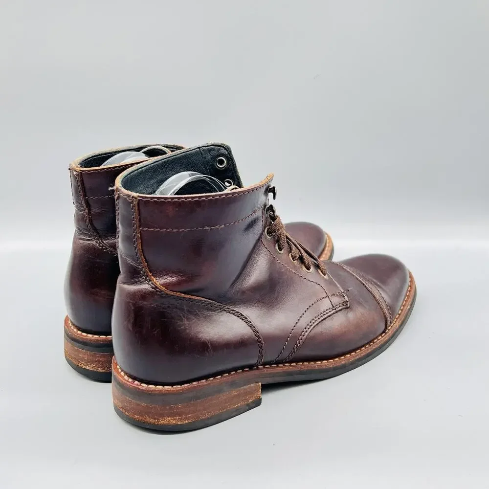 Thursday Boot Co Boots Mens 9 Brown Leather Combat Cap Toe Ankle Lace Up Shoes